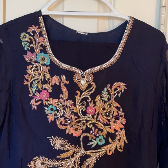 Pakistani Indian chiffon Kameez and dupatta. shirt / kurta / kameez. - Picture 3 of 8